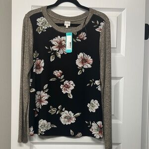 Kaileigh Black Floral Long Sleeve Top NWT STITCHFIX